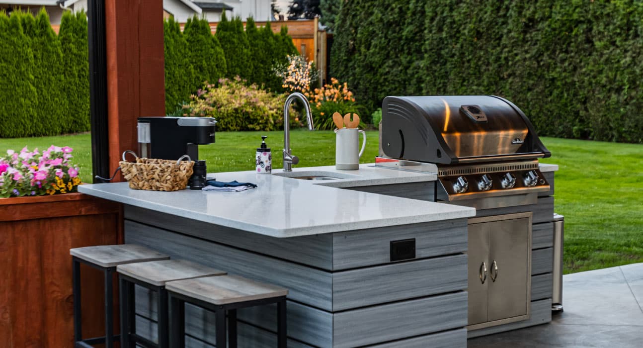 Custom Timberframe Patio, BBQ Area, Outdoor Living, Outdoor Kitchen, Fraser Valley