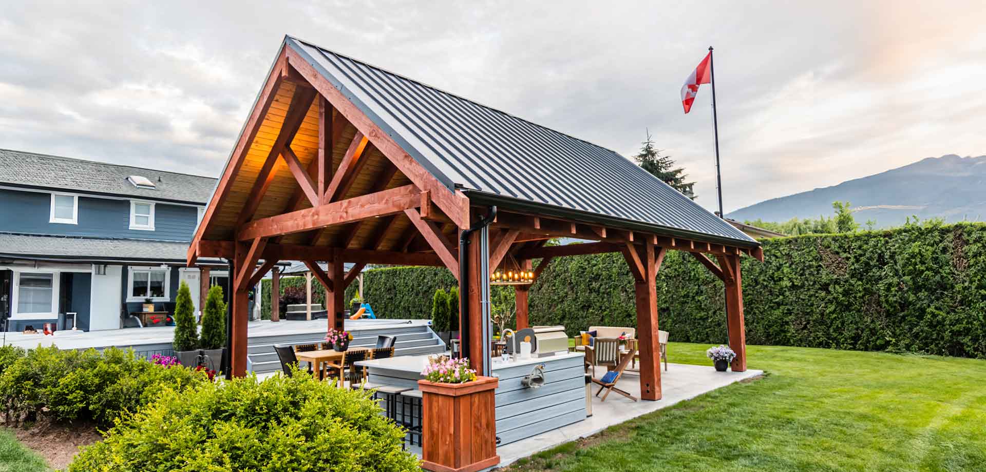VedderTimberframe-Timberframe-Patio-Chilliwack-HeroImage Custom Timber frame Patio Construction Fraser Valley, Chilliwack, Abbotsford
